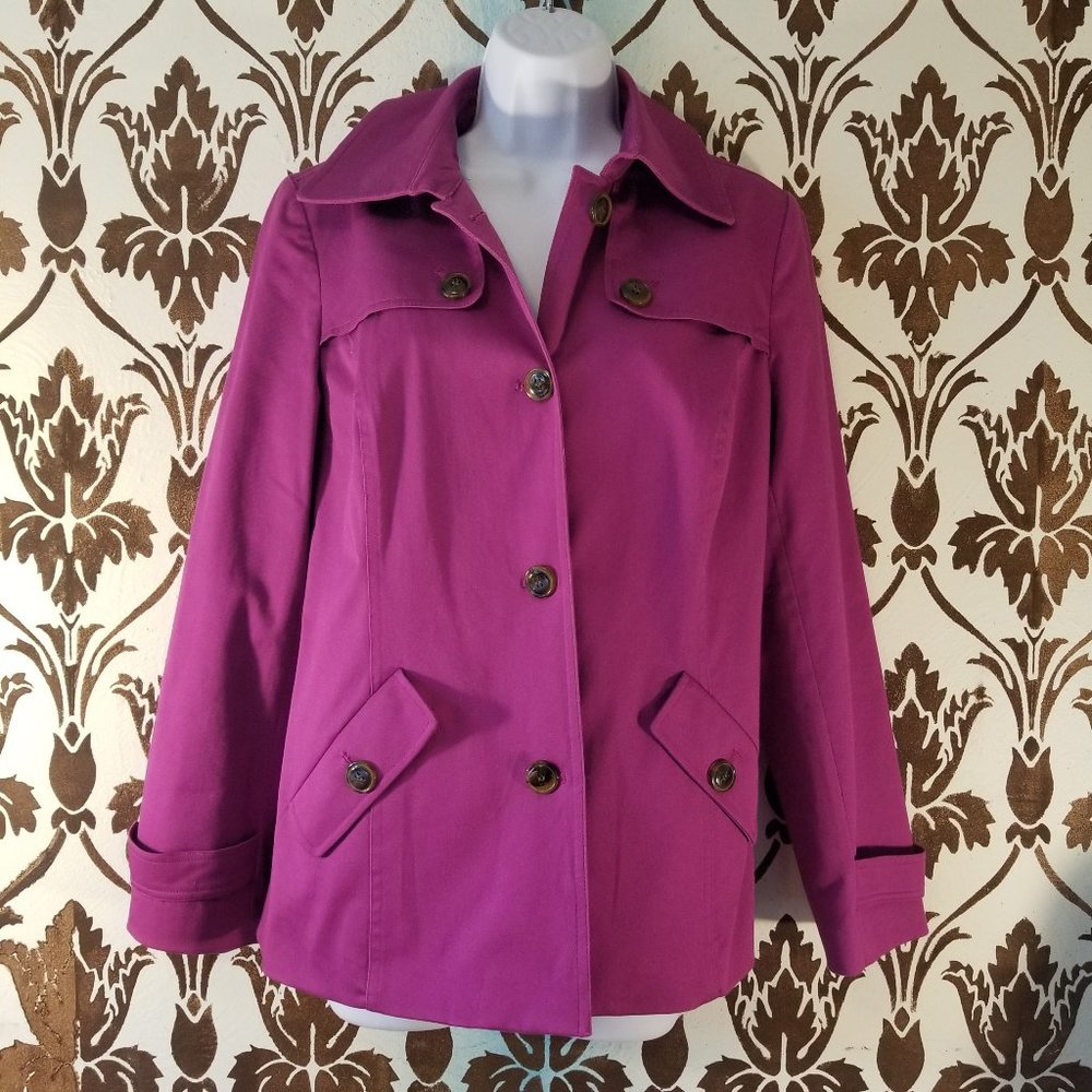 CHARTER CLUB Lightweight Lined Fuchsia Pink/Purplish Button Jacket Women's S
